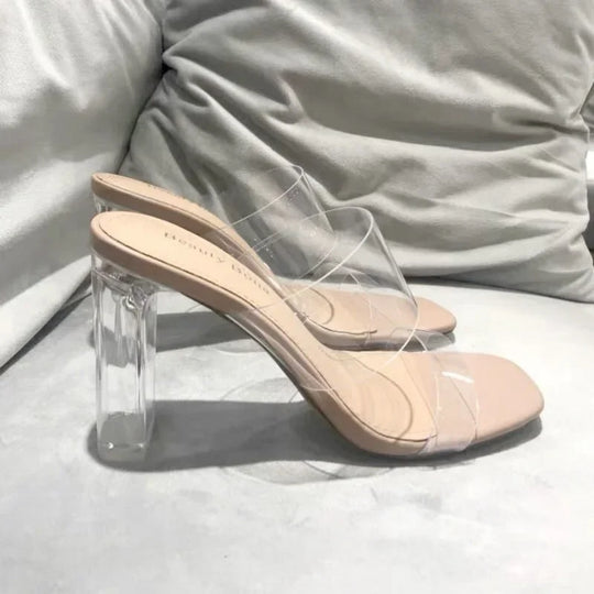Doorzichtige dames sandalen met hak