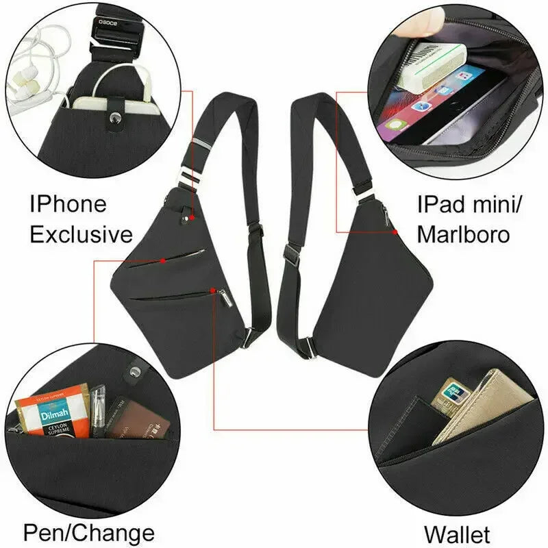 Anti-diefstal Sling Schoudertas | Waterdichte Crossbody Rugzak | Compacte Reistas voor Mannen en Vrouwen