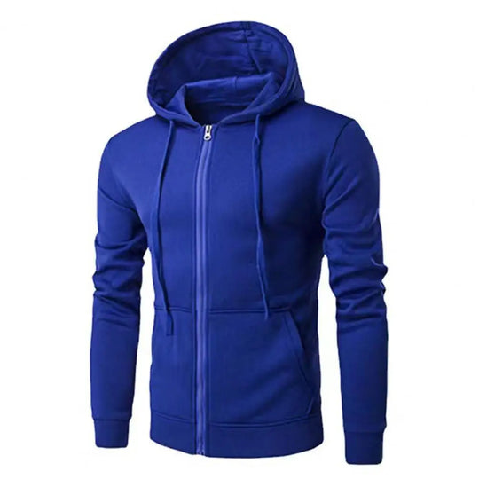 Heren Zip-Up Sport Hoodie met Trekkoord Capuchon en Slim Fit