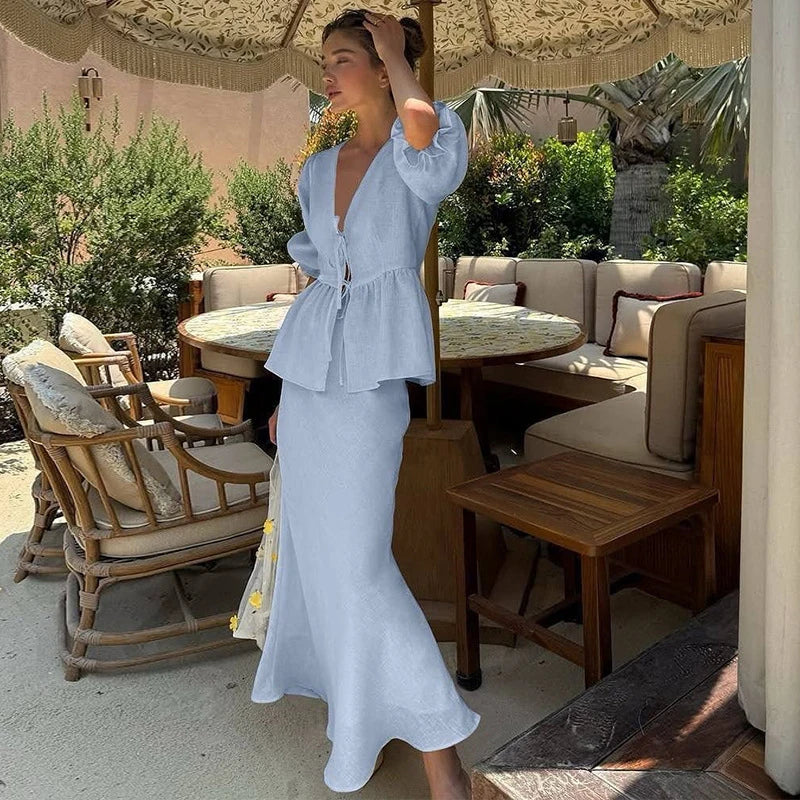 Dames | 2-delige Set | Blouse | Lange Rok | Elegant | Klassiek | Vrouwelijk