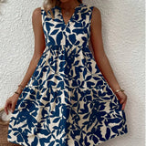 Zomerjurk met plantenprint en zonder mouwen