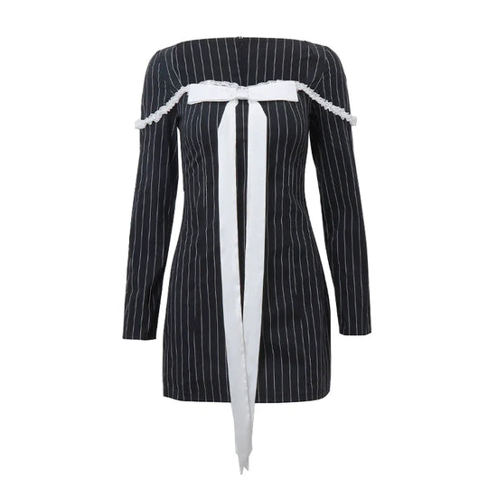 Mini-jurk met Lange Mouwen en Decoratieve Strik