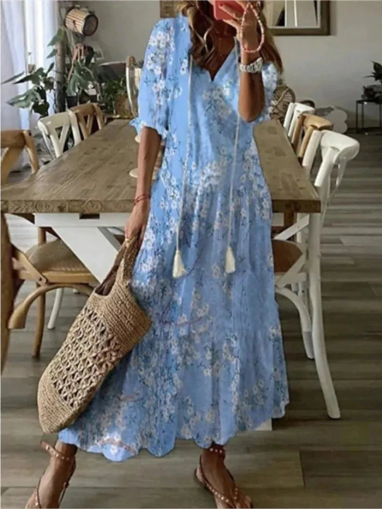 Luchtige Dames Maxi Jurk met Bloemenpatroon