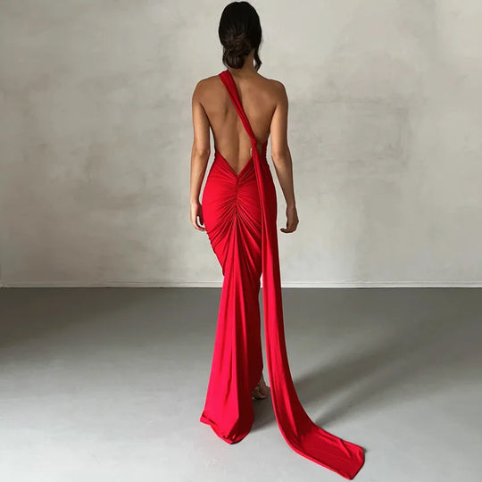 Elegante Avondjurk met Asymmetrische Schouderband