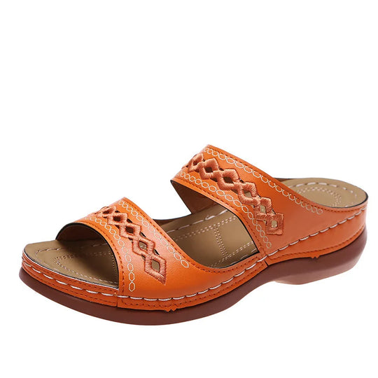 Dames Ortopedische Instap Sandalen met Borduursel