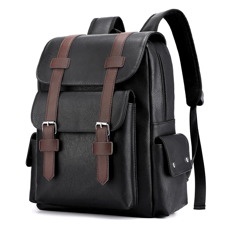 PU-Lederen Rugzak voor Heren – Grote Laptop Rugzak – Schooltas voor Jongens & Tieners