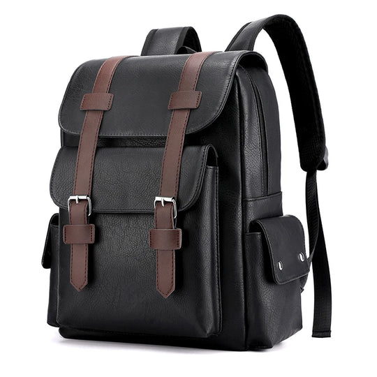 PU-Lederen Rugzak voor Heren – Grote Laptop Rugzak – Schooltas voor Jongens & Tieners