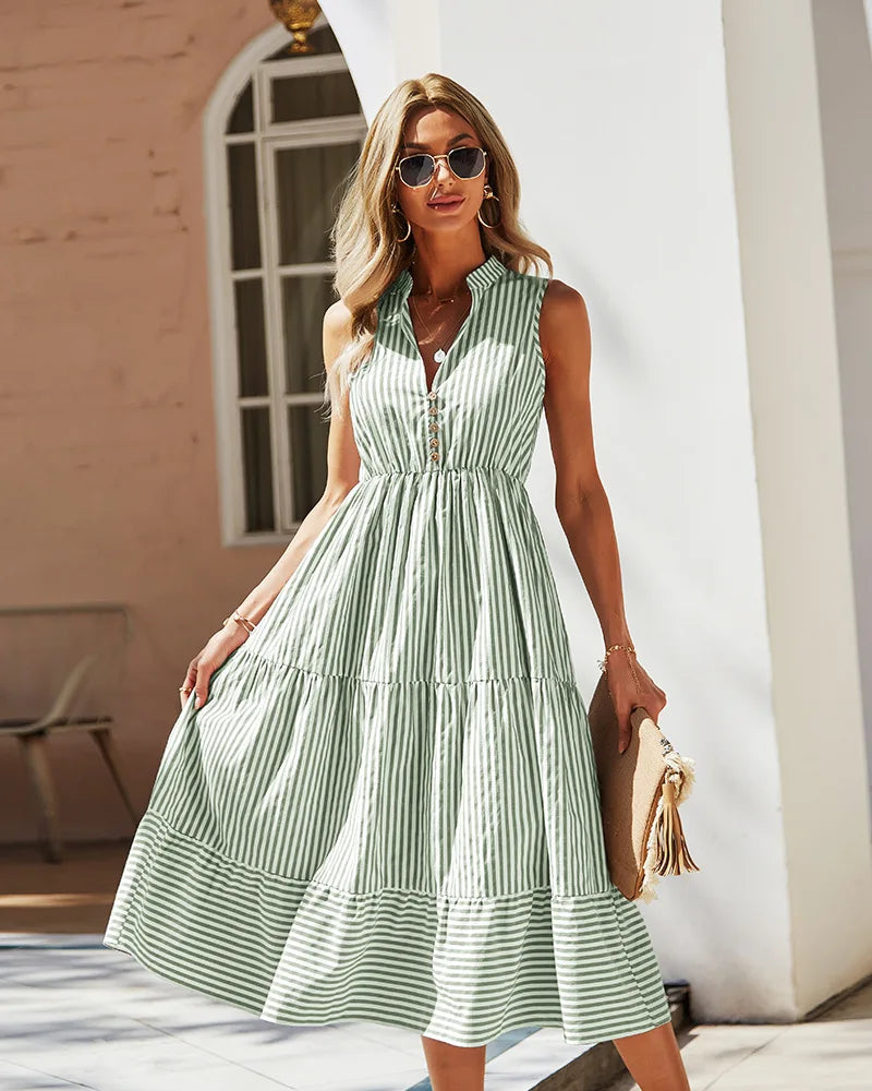 Zomerse Midi Jurk met Strepen