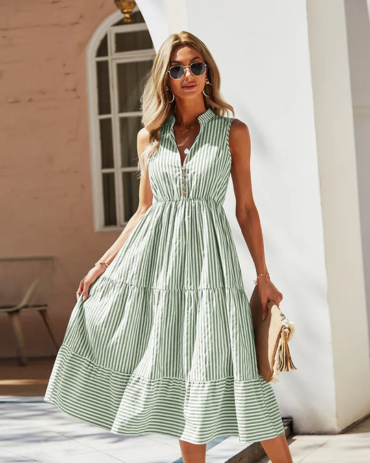 Zomerse Midi Jurk met Strepen