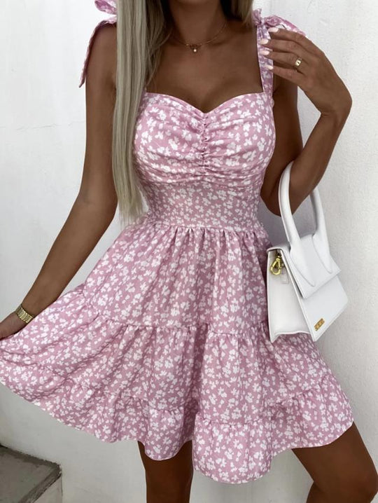 Zomerse Jurk met Bloemen en Bindbandjes
