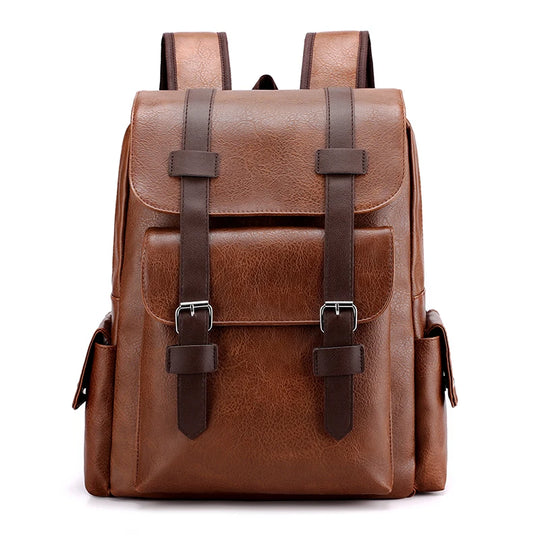 PU-Lederen Rugzak voor Heren – Grote Laptop Rugzak – Schooltas voor Jongens & Tieners