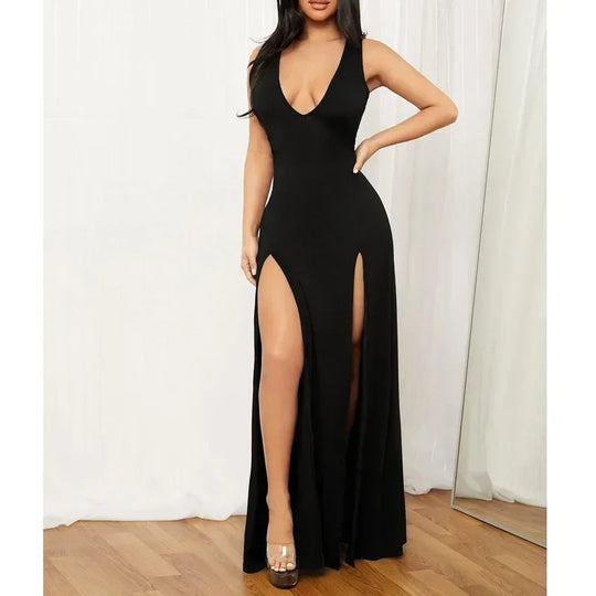 Dames elegante maxi jurk met diepe split