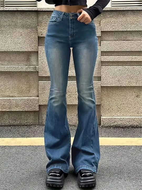 Dames hoge taille jeans flared