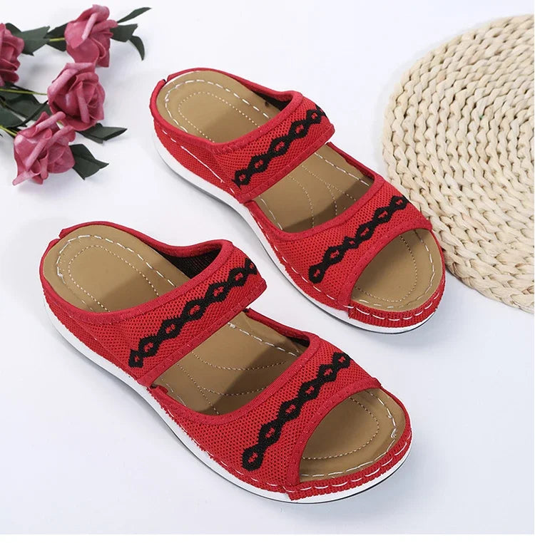 Dames Orthopedische Instapsandalen met Borduursel
