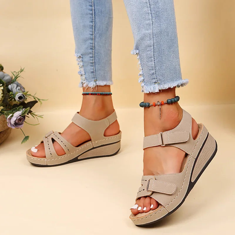 Dames Ortopedische Sandalen op Wedge met Verstelbare Bandjes