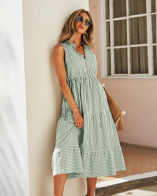 Zomerse Midi Jurk met Strepen