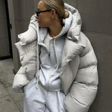 Bonnyshow Dames Winter Puffer Jas | Warme Katoenen Parka met Capuchon | Losse Gequiltde Broodjas met Rits