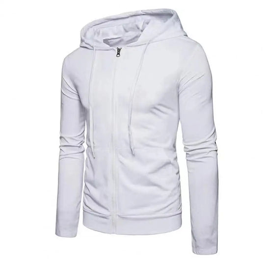 Heren Zip-Up Sport Hoodie met Trekkoord Capuchon en Slim Fit