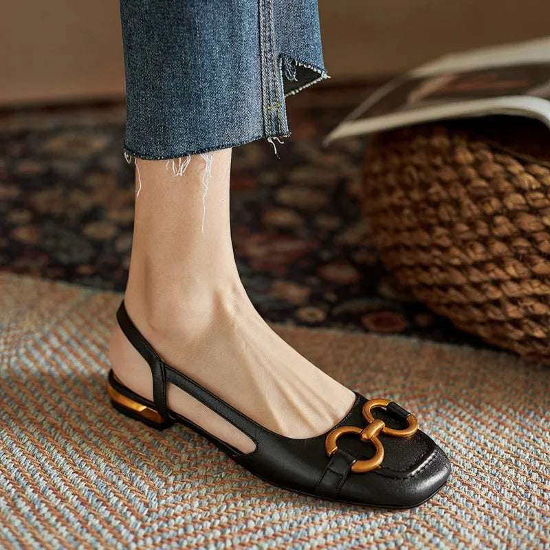 Elegante Dames Slingback Sandalen met Decoratieve Gesp