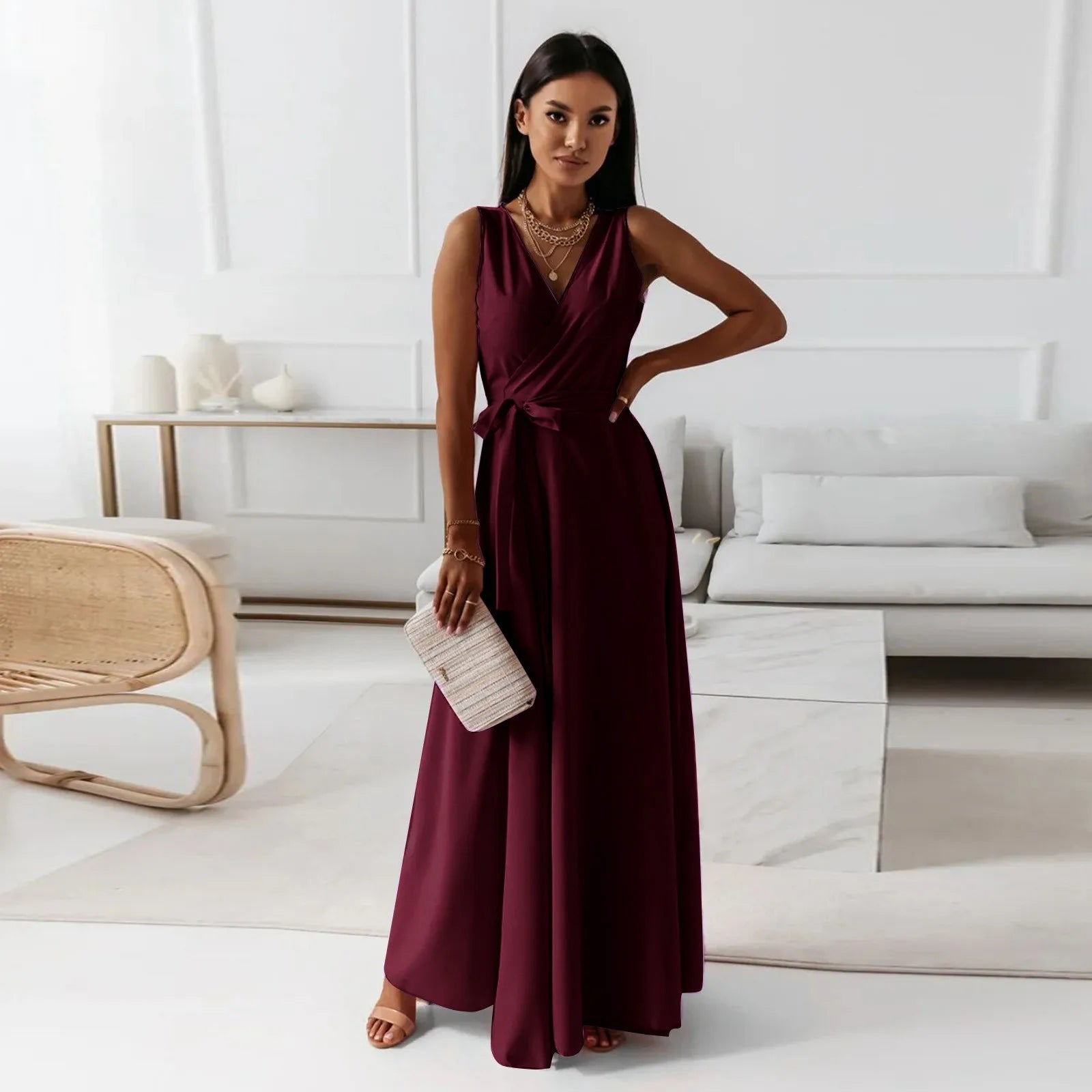 Elegante Maxi Jurk met Wikkeldecolleté