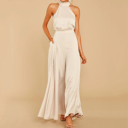 Elegante Dames Jumpsuit | Halter & Wijde Pijp | Stijlvol & Comfortabel