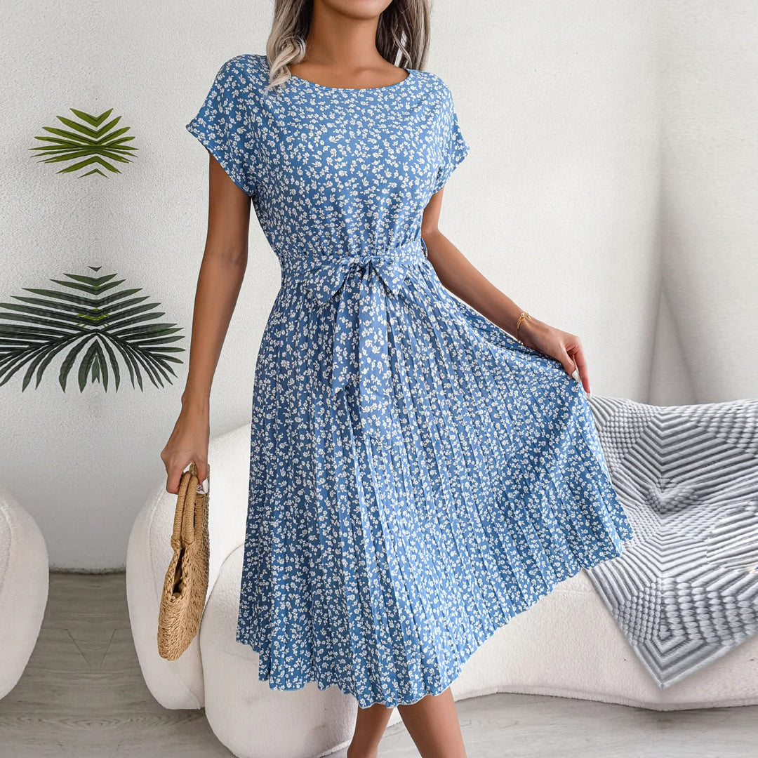Dames Midi Jurk met Bloemenpatroon en Ceintuur