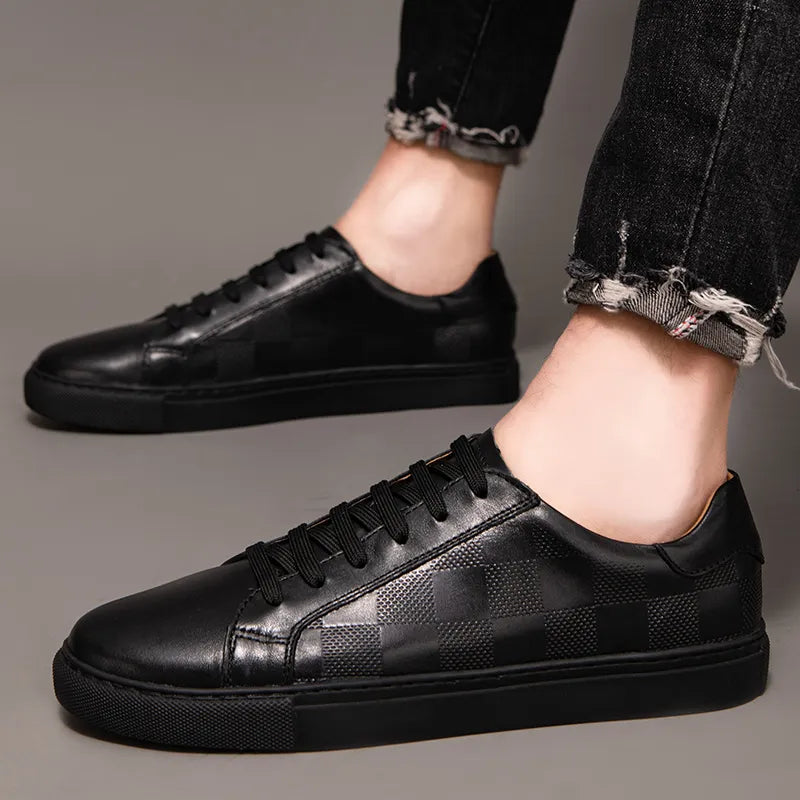 Heren Low-Top Sneakers met Vetersluiting en Contrast Zool