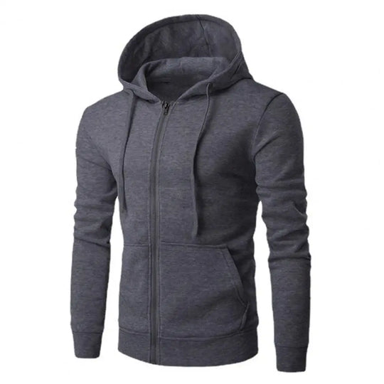 Heren Zip-Up Sport Hoodie met Trekkoord Capuchon en Slim Fit