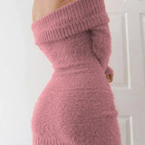 Tricot jurk met blote schouders