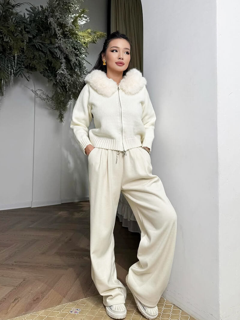 Dames Nepbont Jas | Omgeslagen Kraag | Herfst & Winter | Elegante Bovenkleding