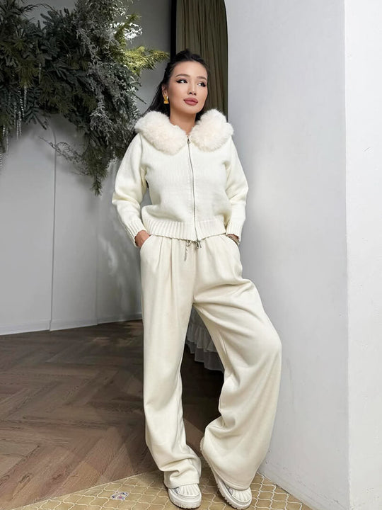 Dames Nepbont Jas | Omgeslagen Kraag | Herfst & Winter | Elegante Bovenkleding