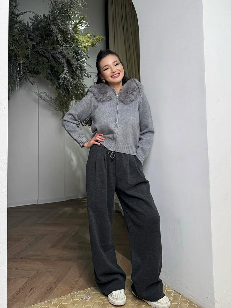 Dames Nepbont Jas | Omgeslagen Kraag | Herfst & Winter | Elegante Bovenkleding