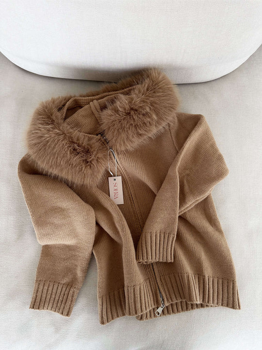 Dames Nepbont Jas | Omgeslagen Kraag | Herfst & Winter | Elegante Bovenkleding