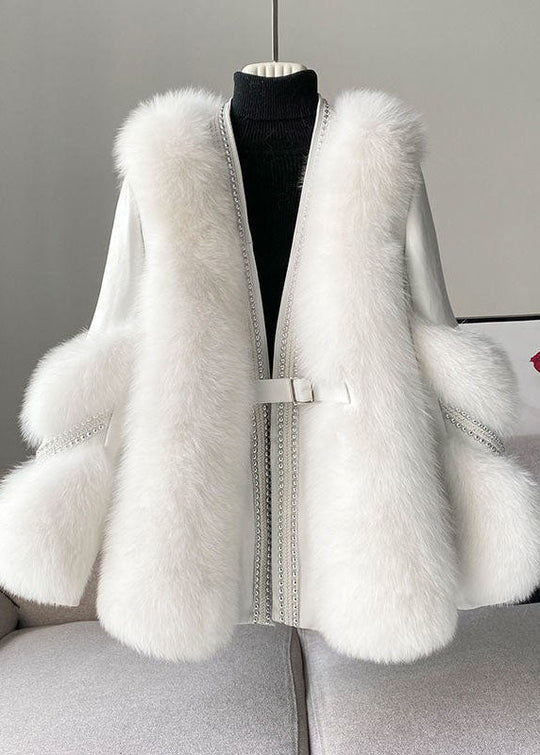 Dames Winter Bontjas | Lange Witte Jas met Gequilt Design