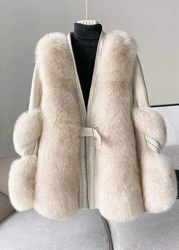 Dames Winter Bontjas | Lange Witte Jas met Gequilt Design