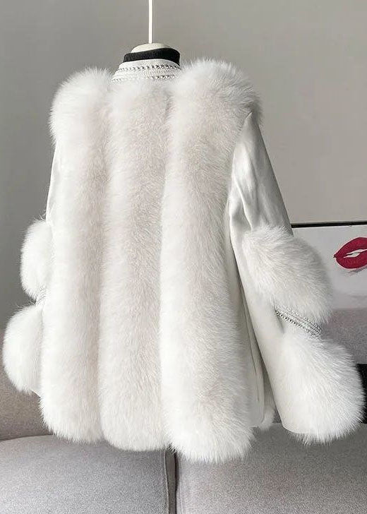 Dames Winter Bontjas | Lange Witte Jas met Gequilt Design