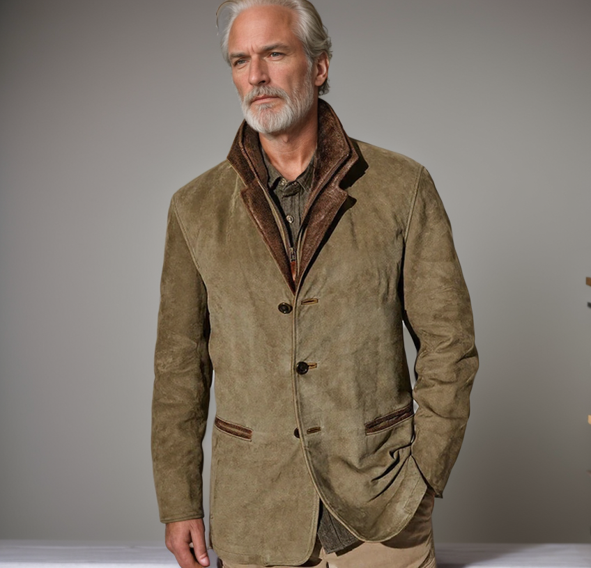 Heren Vintage Leer-Look Jas | Klassieke Tailored Fit | Tijdloze Elegantie