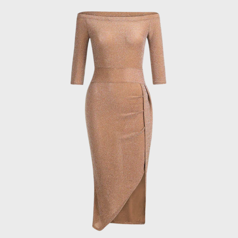 Glitterjurk Dames – Sexy Avondjurk met Split en Glans voor Feest of Gala