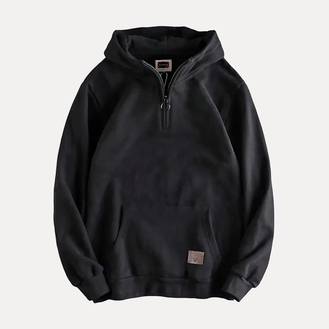 Heren Half-Zip Kangaroo Pocket Hoodie met Minimalistisch Ontwerp
