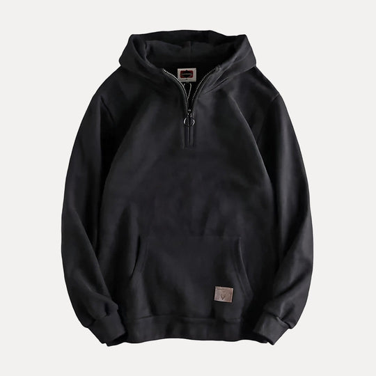 Heren Half-Zip Kangaroo Pocket Hoodie met Minimalistisch Ontwerp