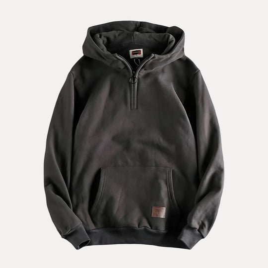 Heren Half-Zip Kangaroo Pocket Hoodie met Minimalistisch Ontwerp