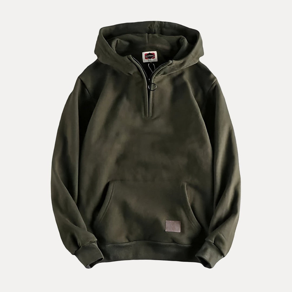 Heren Half-Zip Kangaroo Pocket Hoodie met Minimalistisch Ontwerp
