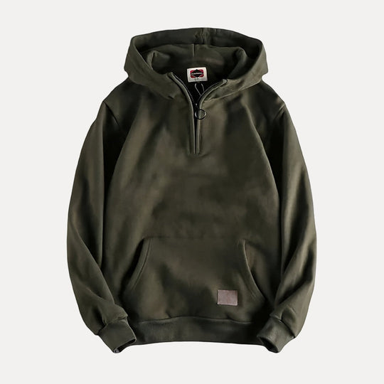Heren Half-Zip Kangaroo Pocket Hoodie met Minimalistisch Ontwerp
