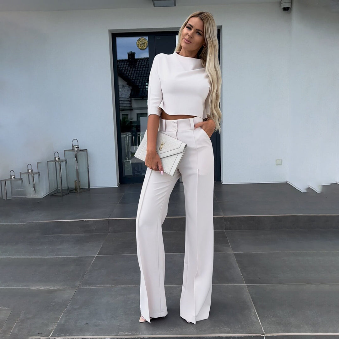 Alma | Bijpassende Set | 2-delig | Crop Top | Losse Broek | Modieus | Comfortabel