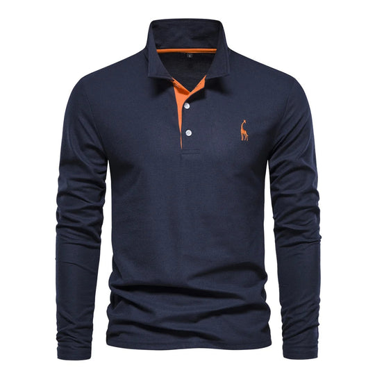 Heren Polo Trui met Lange Mouwen en Knopenlijst