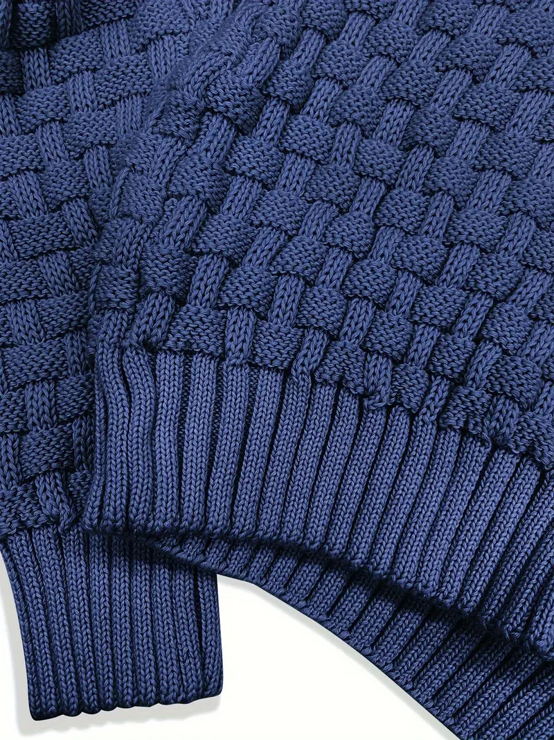 Heren Textured Knit Trui met Sjaalkraag en Knopdetail
