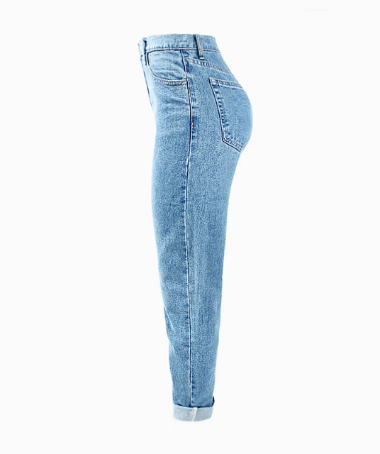 Klassieke dames lichte jeans met opgerolde pijpen