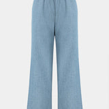 Denim Lange Mouwen Trekkoord Top En Jeans Set
