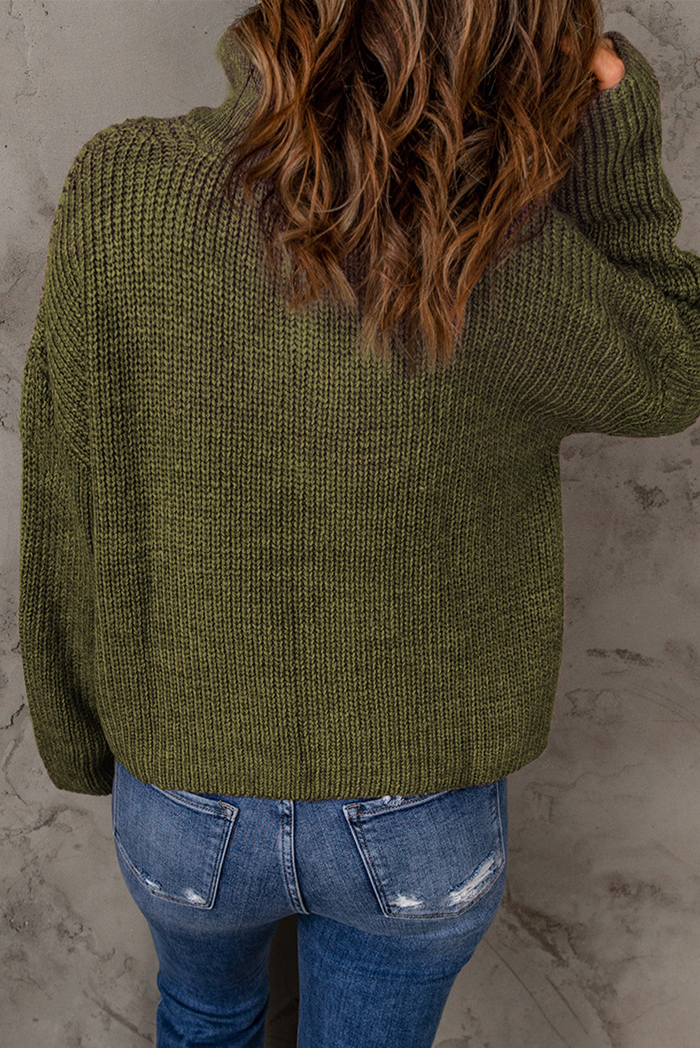 Dames Half Zip Rib-Knit Trui | Verlaagde Schouder | Hoge Hals