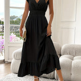 Dames Maxi Jurk met Ruffles en V-hals